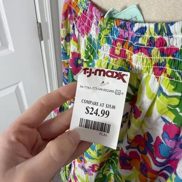 NEW True Destinations Colorful Floral Printed Off Shoulder Cotton Dress Beach XL - Picture 7 of 7